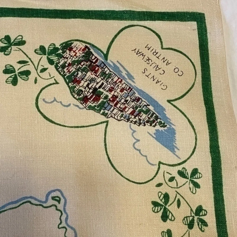 Vintage Emerald Island Pure Irish Linen Towel Wall Hanging